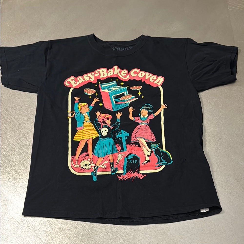 Black Short Sleeve Tee with Retro Graphic
